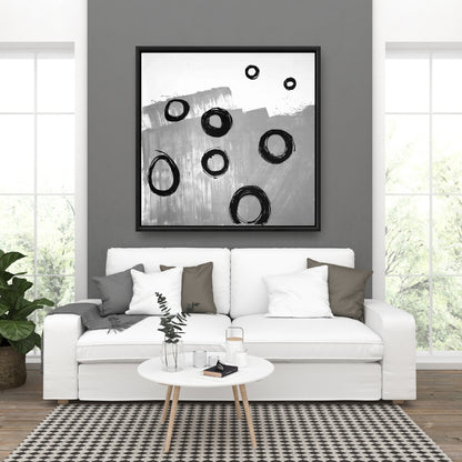 Toile encadrée déconstruite à motifs abstraits blancs - Décoration d'intérieur