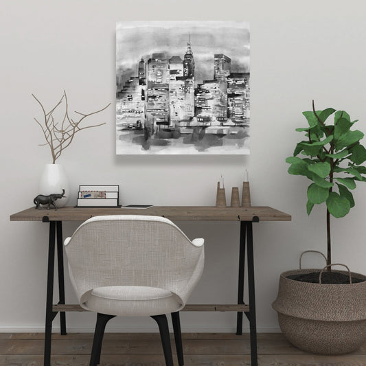 Aquarelle sur toile - Paysage urbain - Décoration de bâtiments industriels