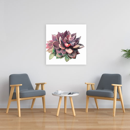 Succulent Purple Floral Canvas | Botanical Bedroom Decor