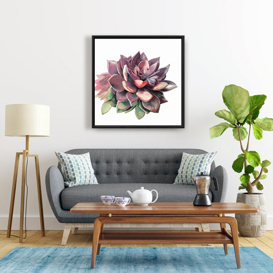 Toile encadrée succulente | Décoration botanique exotique pour la maison