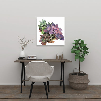 Toile botanique avec plantes succulentes | Décoration murale moderne pour chambre à coucher