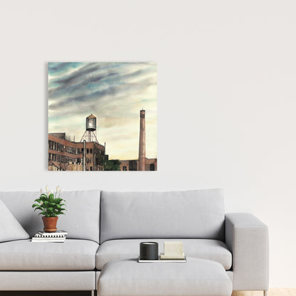 Blue Livingroom Industrial Canvas | Water Tower New York Decor