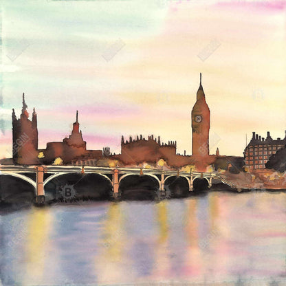 Sunset on the Big Ben | Blue Cities Canvas | Home Decor