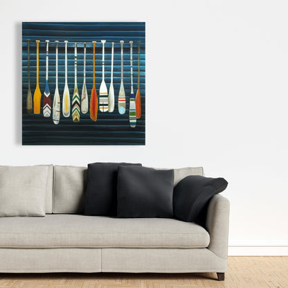 Blue Marine Paddles Canvas - Home Decor Sports & Games Art