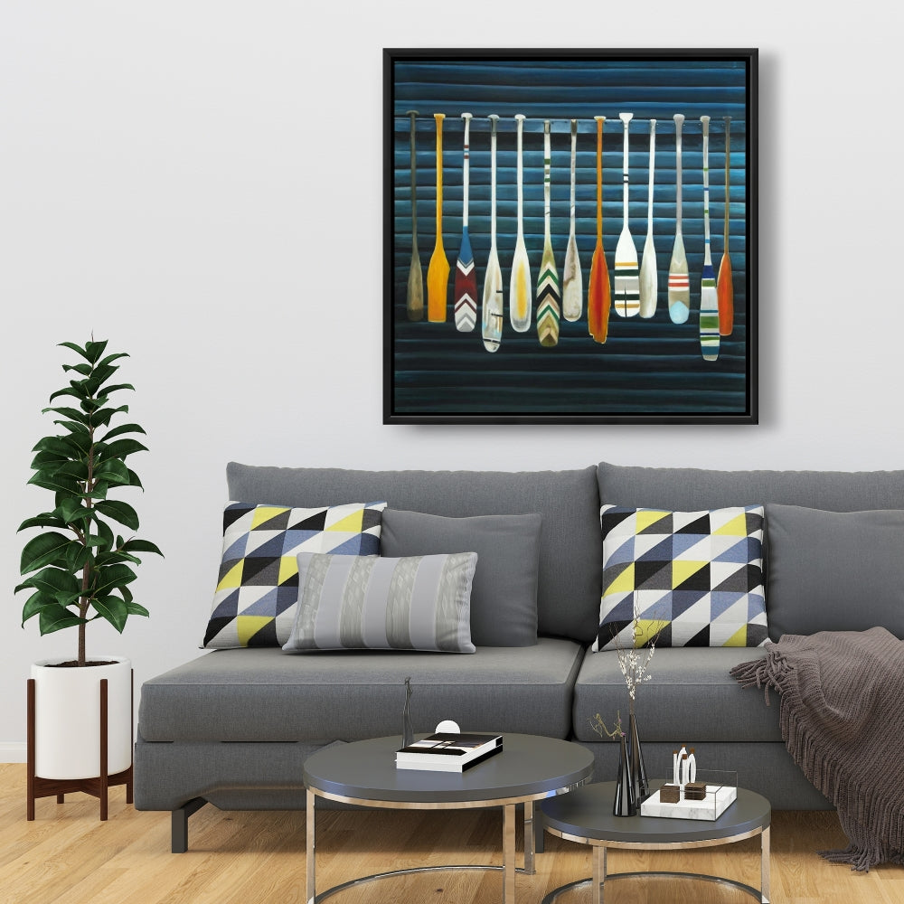 Marine Blue Paddles Framed Canvas | Home Decor Wall Art