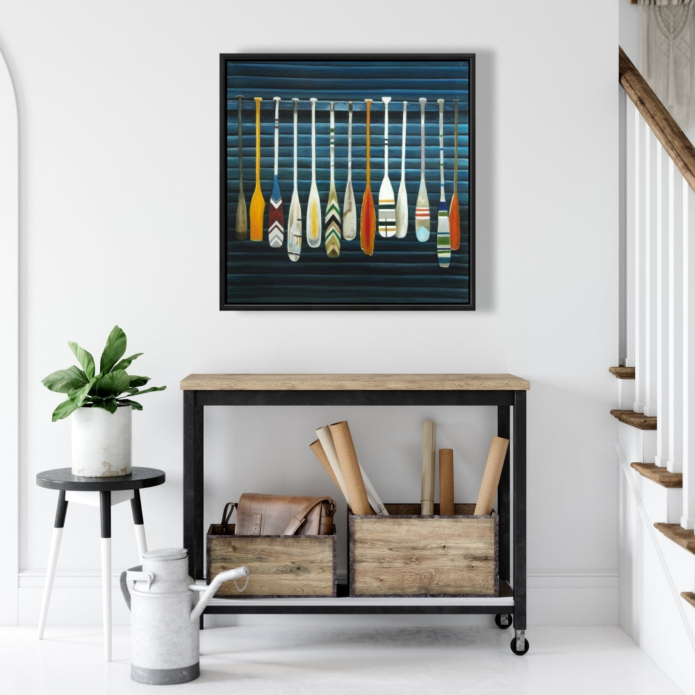 Marine Blue Paddles Framed Canvas | Home Decor Wall Art