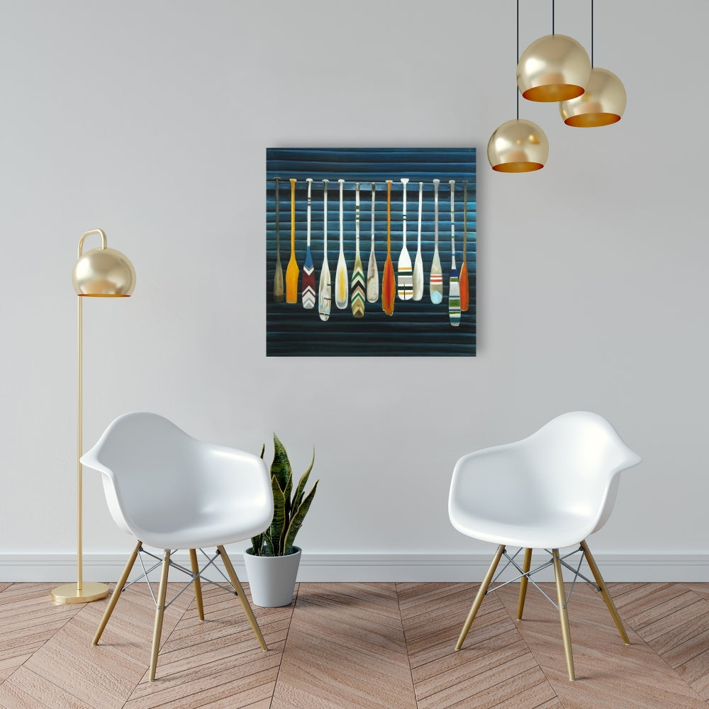 Blue Marine Paddles Canvas - Home Decor Sports & Games Art