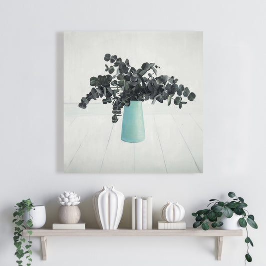Bouquet of Eucalyptus Canvas | Botanical White Bedroom Decor