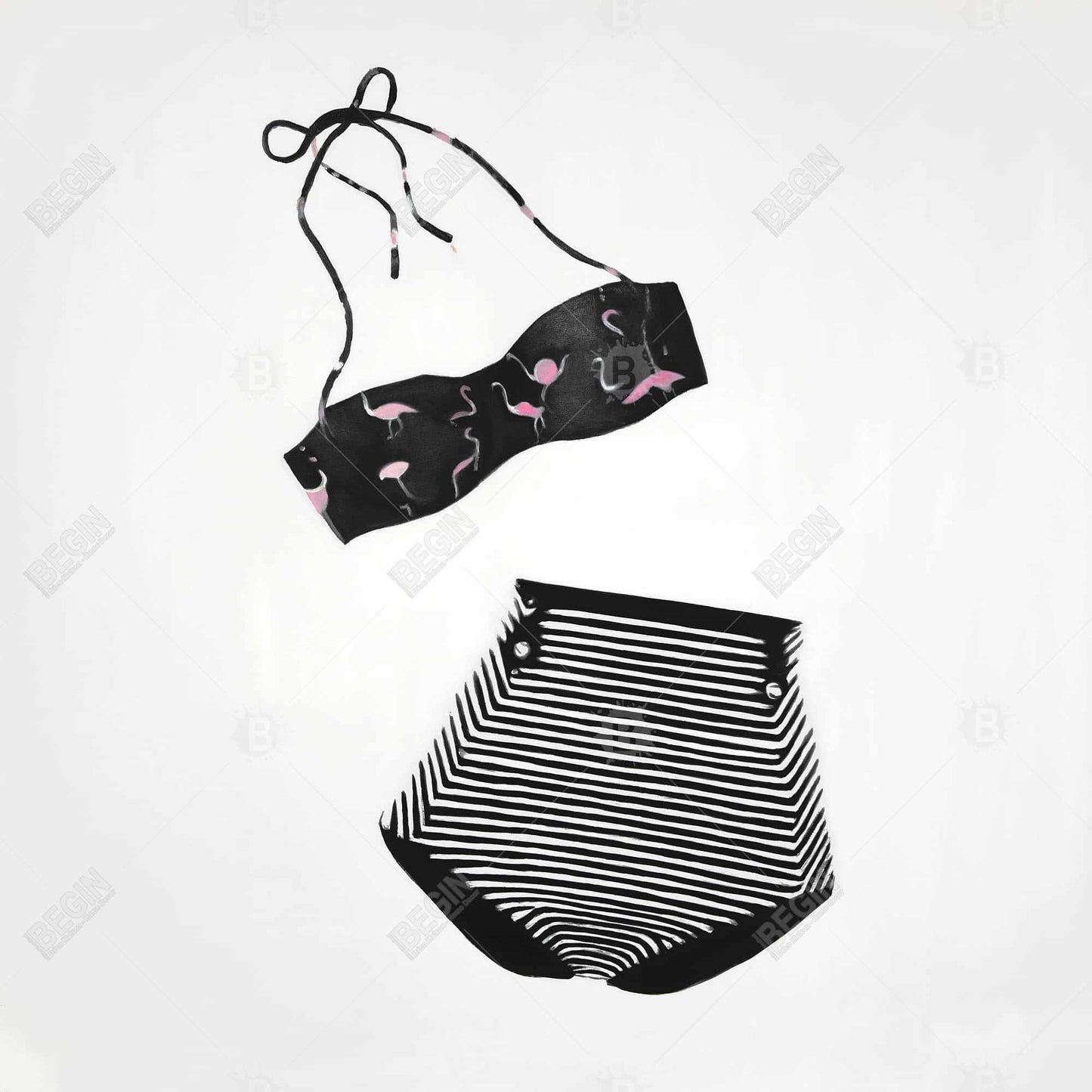 Toile vintage pour maillot de bain femme - Décoration de chambre