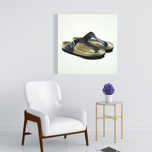 Shoes Bedroom Black Canvas - Sandals Home Decor Wall Art