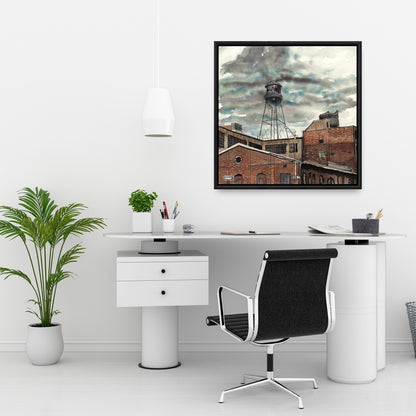 Water Tower in Williamsburg | Industrial Bedroom Wall Art Canvas