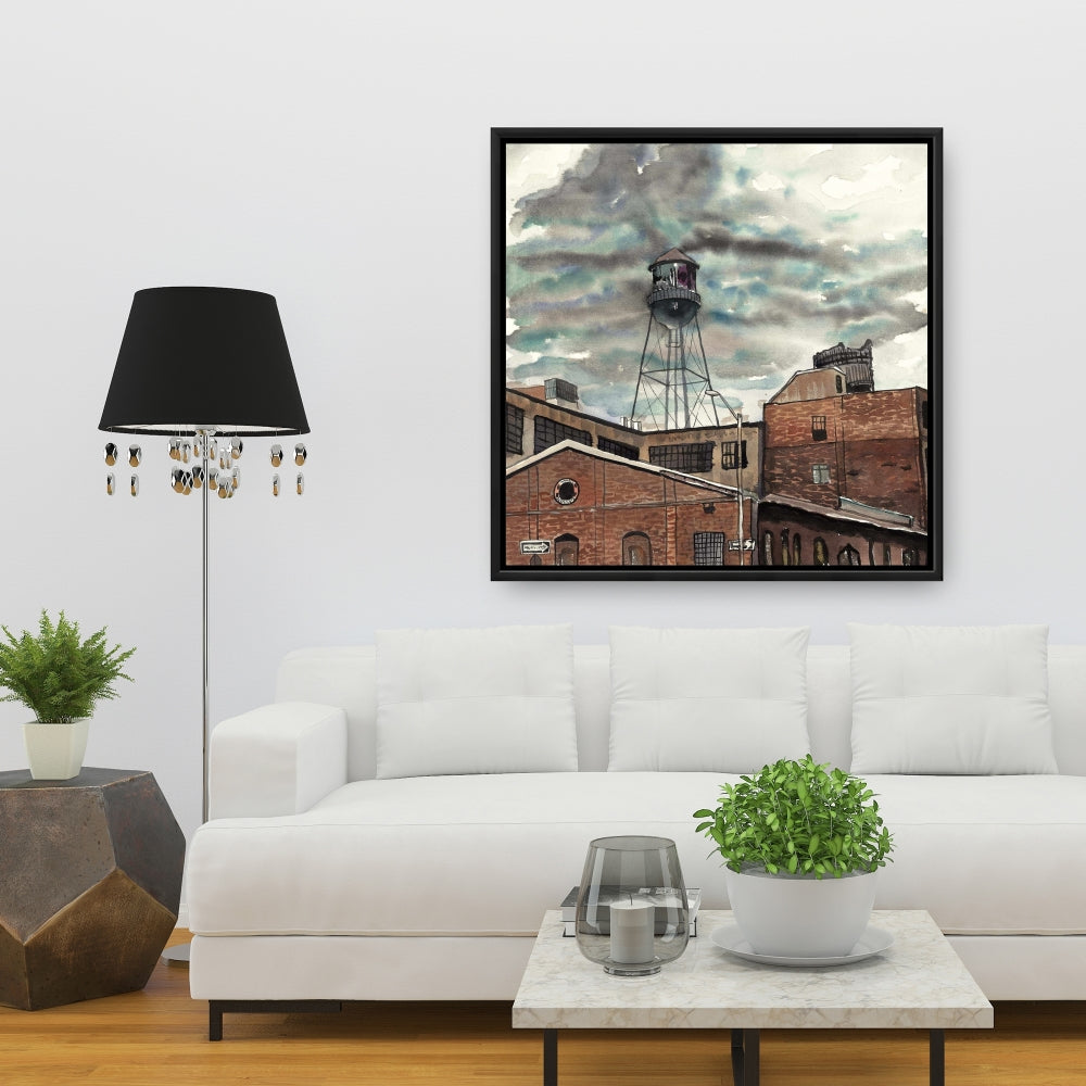 Water Tower in Williamsburg | Industrial Bedroom Wall Art Canvas