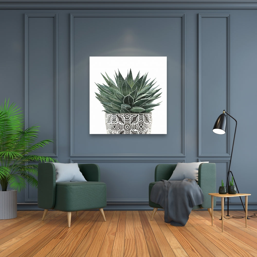 Zebra Plant Succulent Canvas - Botanical Bedroom Wall Art