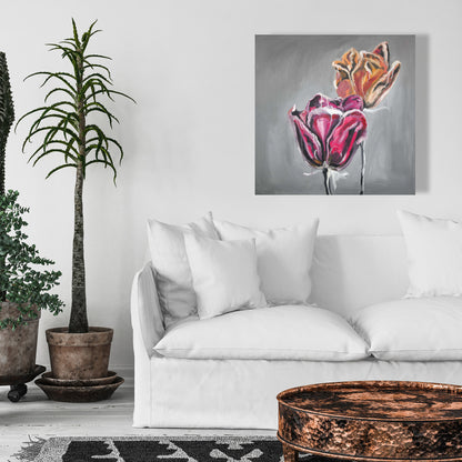 Toile Tulipes abstraites | Décoration murale florale et botanique pour la cuisine