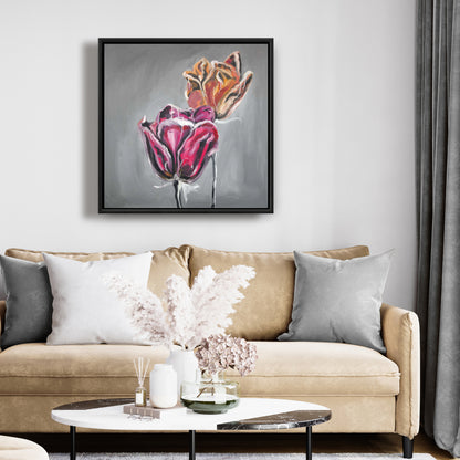Toile abstraite de tulipes – Décoration florale contemporaine pour la maison