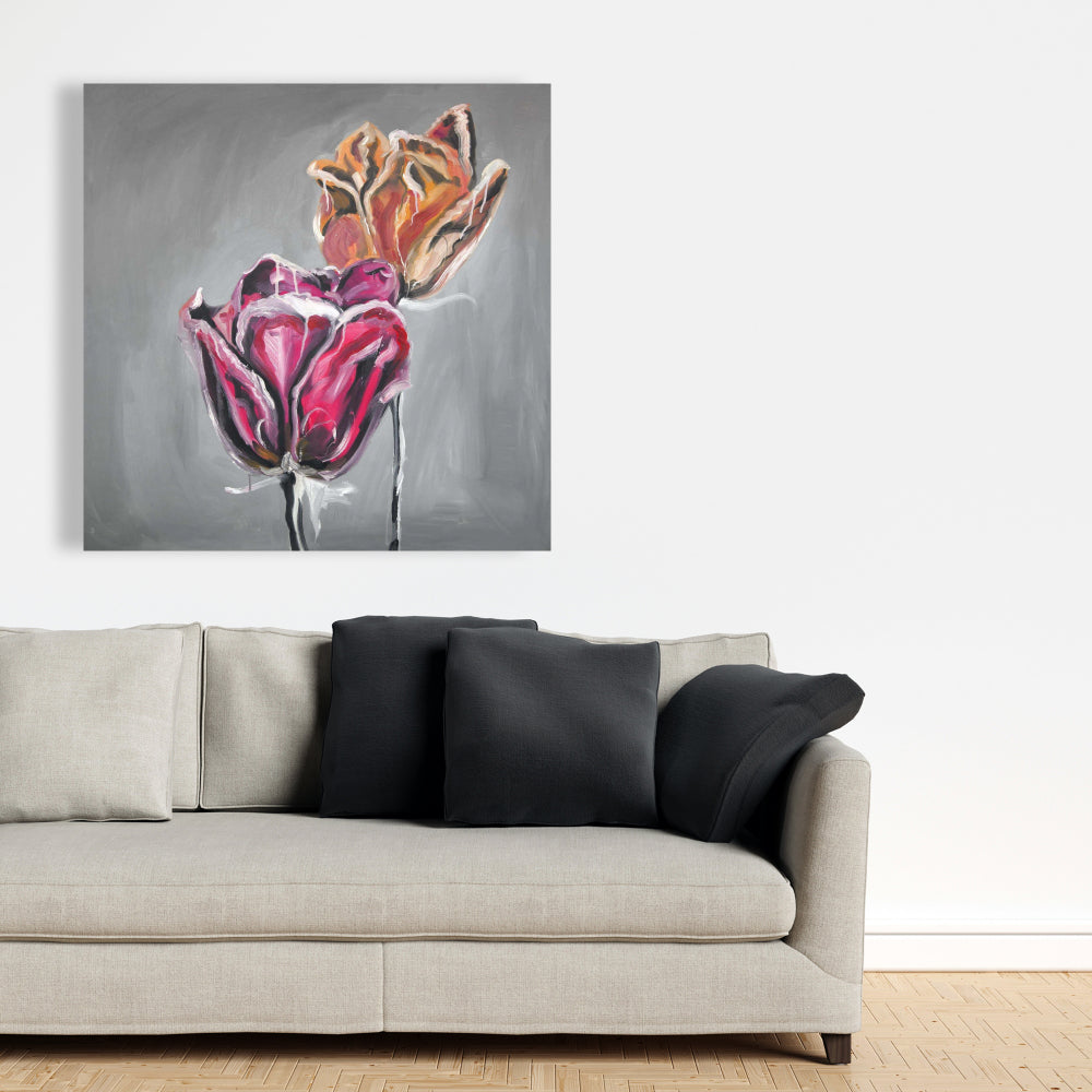 Toile Tulipes abstraites | Décoration murale florale et botanique pour la cuisine