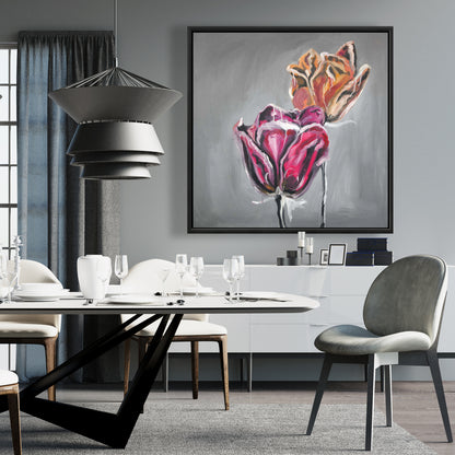 Toile abstraite de tulipes – Décoration florale contemporaine pour la maison