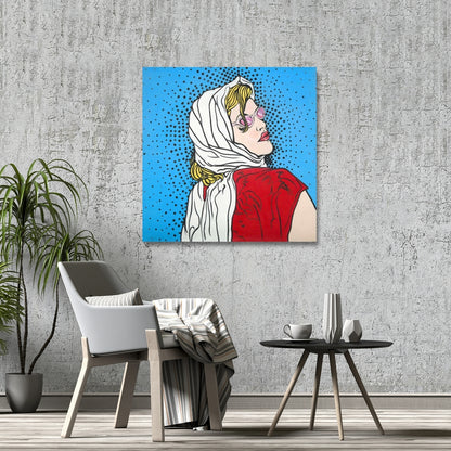 Pop Art Woman Retro Shapes Canvas | Bedroom Decor Wall Art