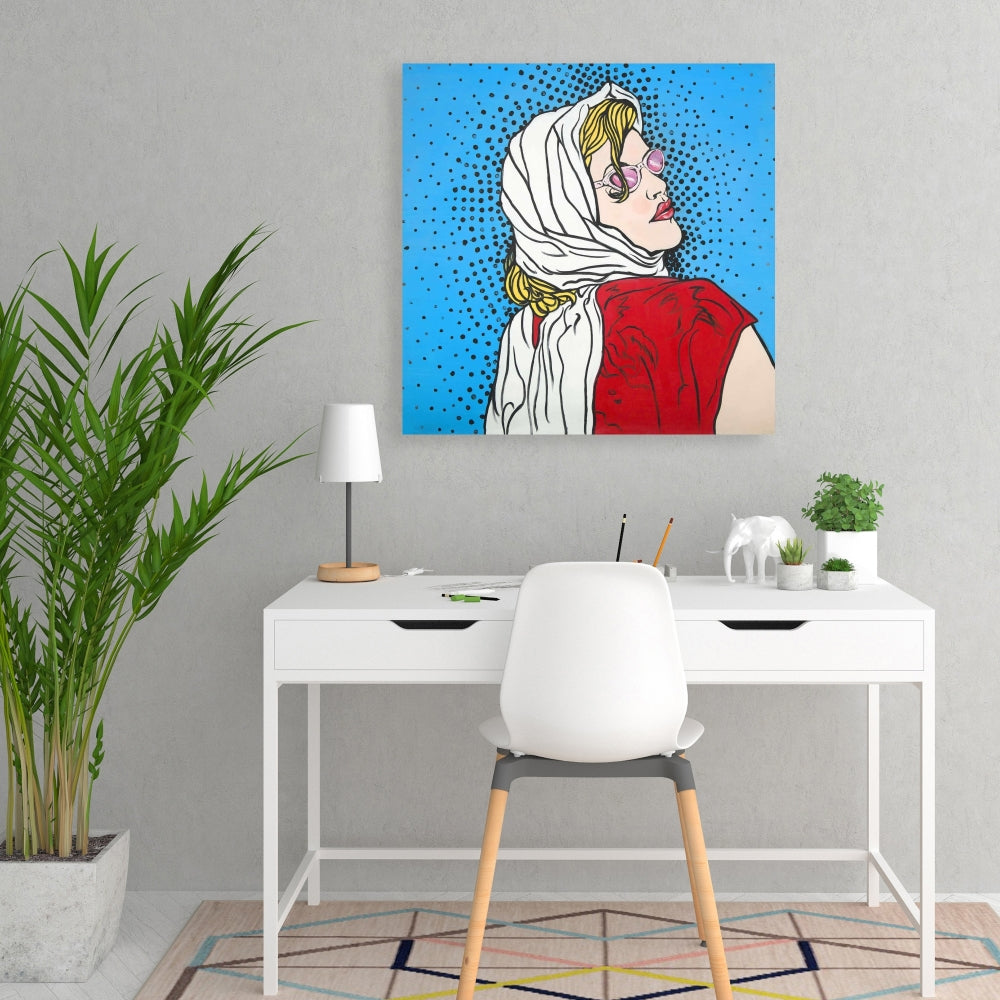 Pop Art Woman Retro Shapes Canvas | Bedroom Decor Wall Art