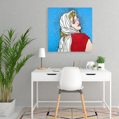 Pop Art Woman Retro Shapes Canvas | Bedroom Decor Wall Art