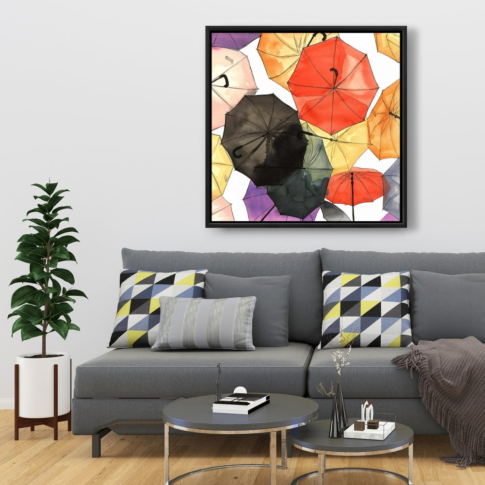 Toile « Parapluies suspendus » | Décoration d'intérieur encadrée, formes