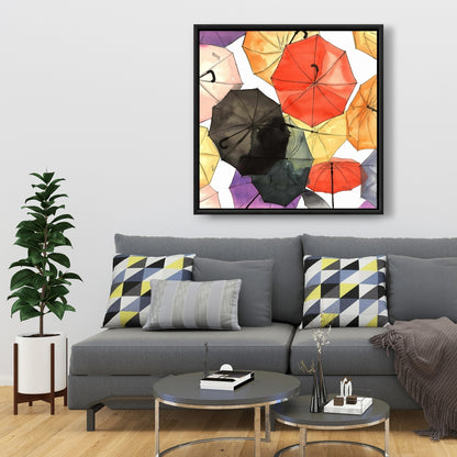 Toile « Parapluies suspendus » | Décoration d'intérieur encadrée, formes