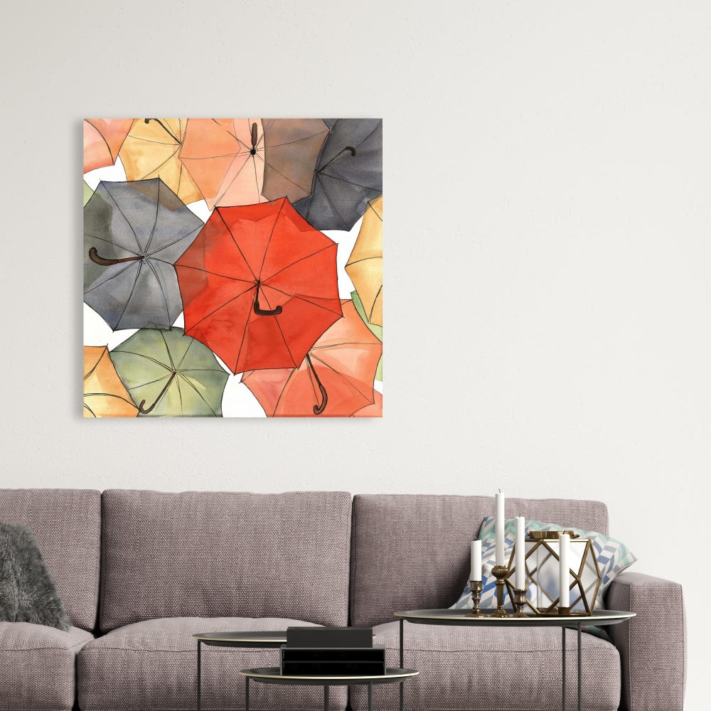 Red Canvas Art - The Umbrellas of Petit Champlain, Home Decor