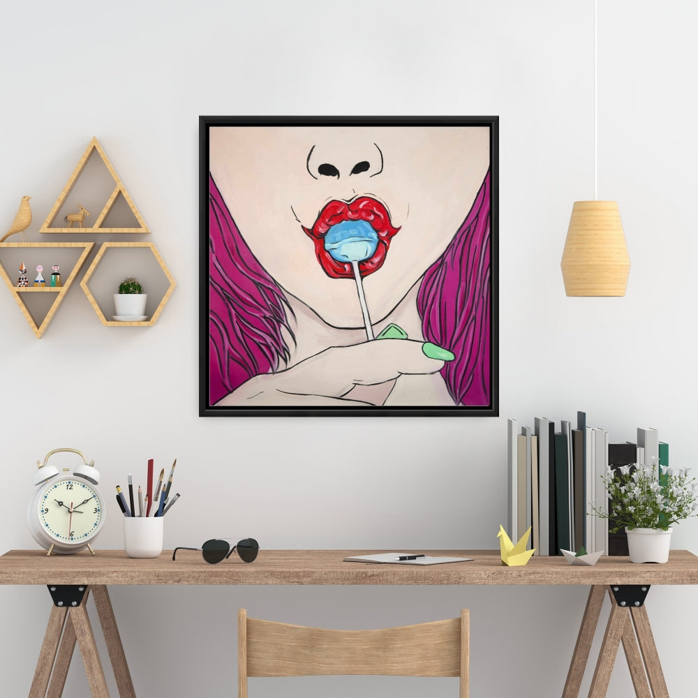 "Lollipop Blue Food Bedroom Canvas | Home Decor Framed Art"