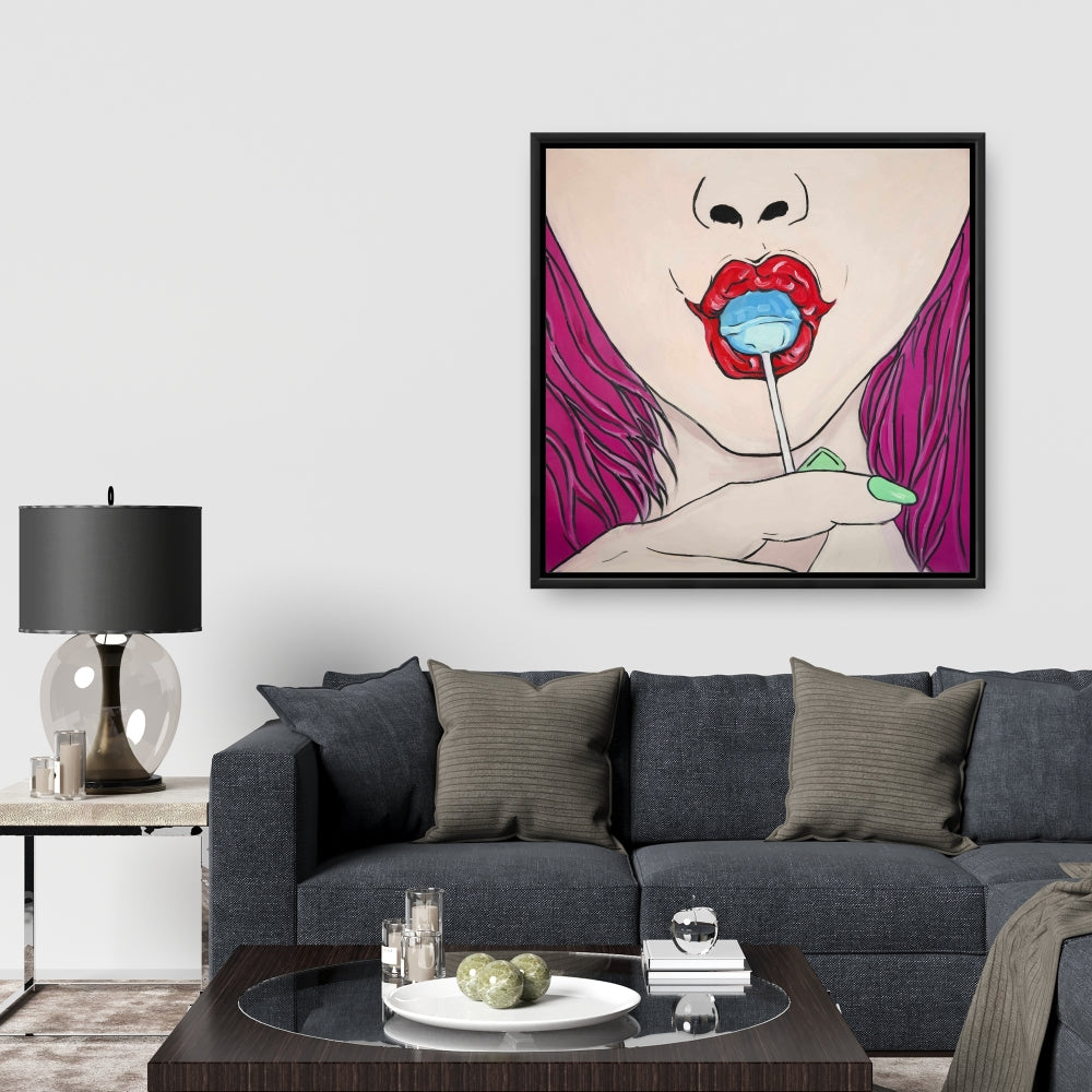 "Lollipop Blue Food Bedroom Canvas | Home Decor Framed Art"
