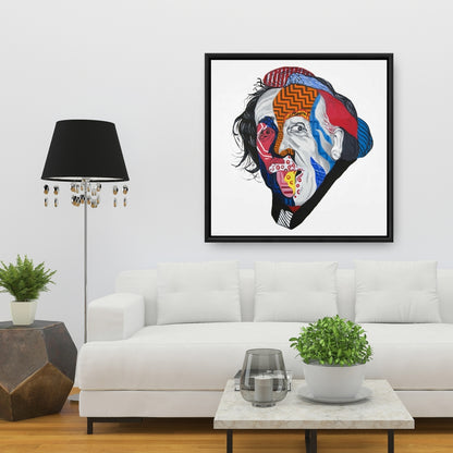 Abstract Albert Einstein Canvas | Framed Living Room Decor