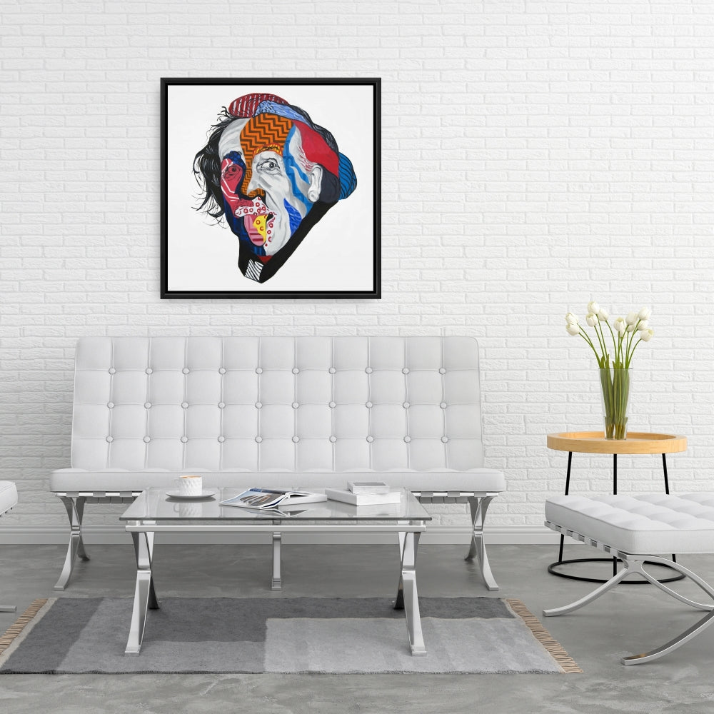 Abstract Albert Einstein Canvas | Framed Living Room Decor