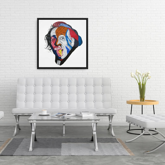 Abstract Albert Einstein Canvas | Framed Living Room Decor