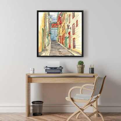 Lane in le petit champlain Canvas | Framed Livingroom Wall Art