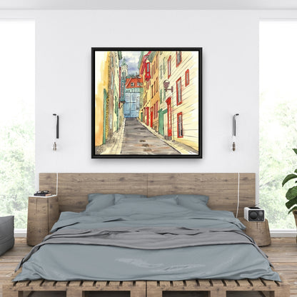 Lane in le petit champlain Canvas | Framed Livingroom Wall Art