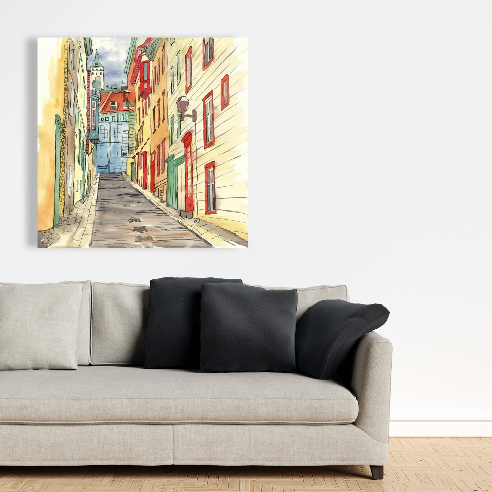 Lane in le Petit Champlain Canvas - Building Cities Livingroom Decor