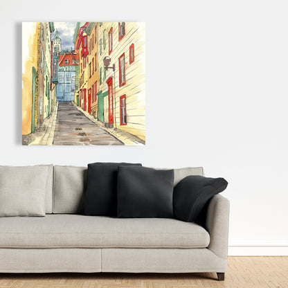 Lane in le Petit Champlain Canvas - Building Cities Livingroom Decor