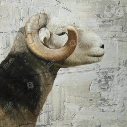 Toile Bélier blanc avec animaux de la ferme | Décoration de chambre