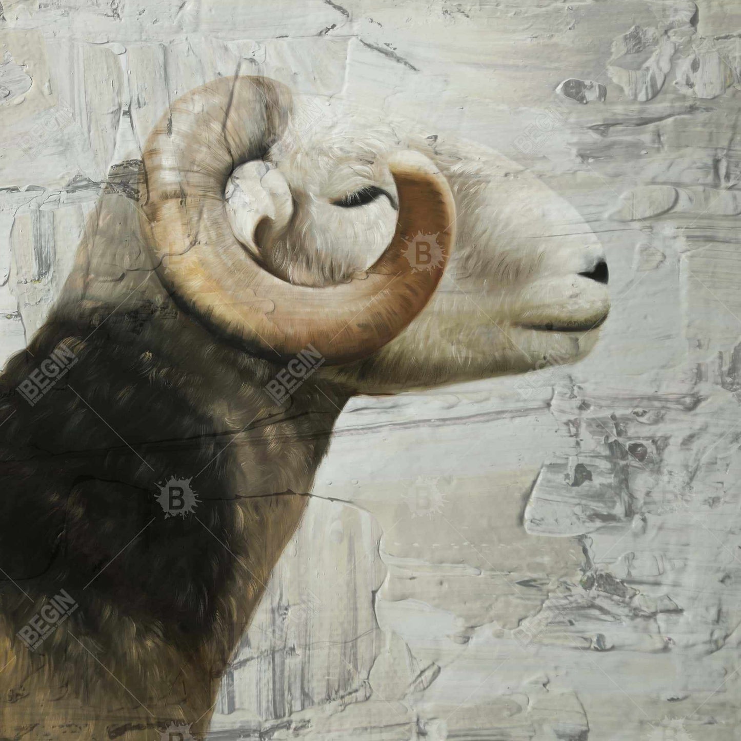 Toile rustique Bélier Animaux de la ferme | Décoration d'intérieur encadrée