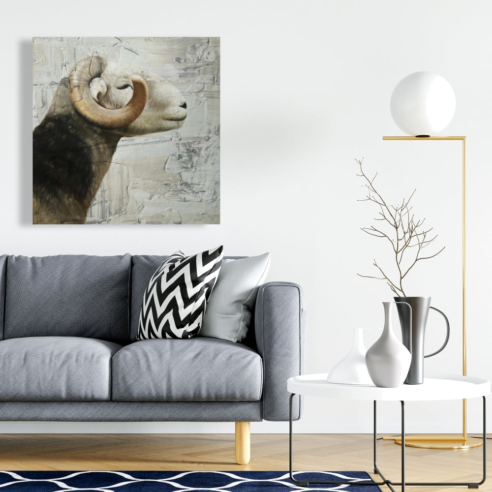 Toile Bélier blanc avec animaux de la ferme | Décoration de chambre