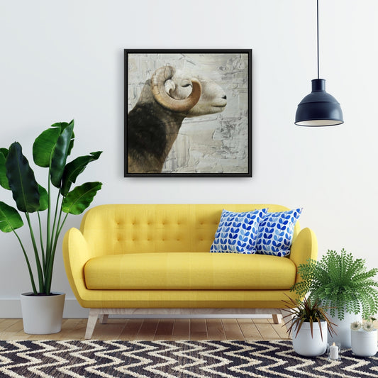 Toile rustique Bélier Animaux de la ferme | Décoration d'intérieur encadrée