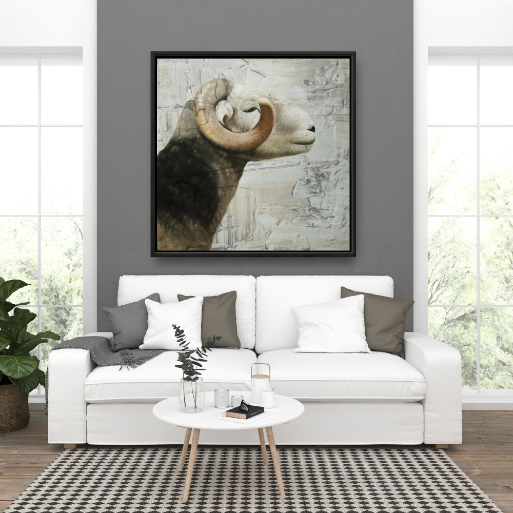 Toile rustique Bélier Animaux de la ferme | Décoration d'intérieur encadrée