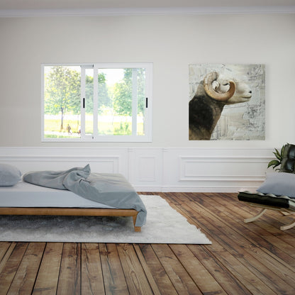 Toile Bélier blanc avec animaux de la ferme | Décoration de chambre
