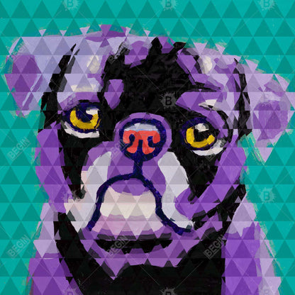 Toile géométrique Carlin | Décoration de chambre encadrée violette