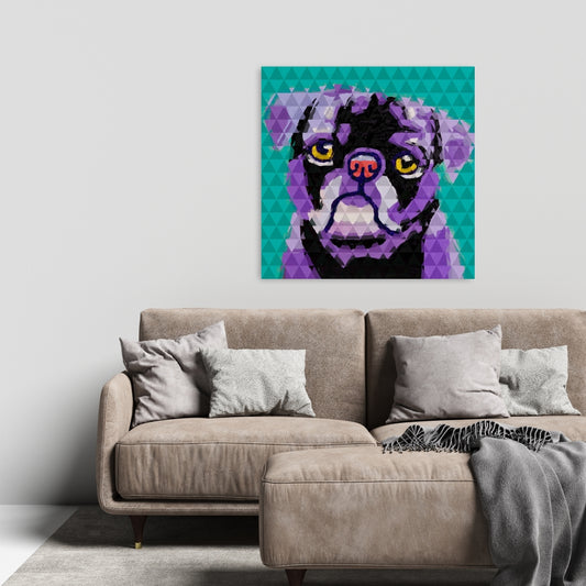Geometric Pug Retro Bedroom Canvas | Home Decor for Pet Lovers