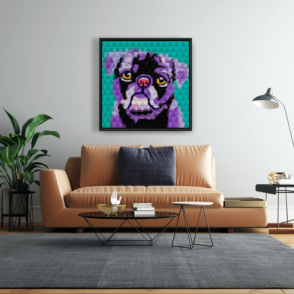 Toile géométrique Carlin | Décoration de chambre encadrée violette