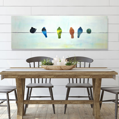 Perched Abstract Birds | Blue Canvas Art | Home Decor