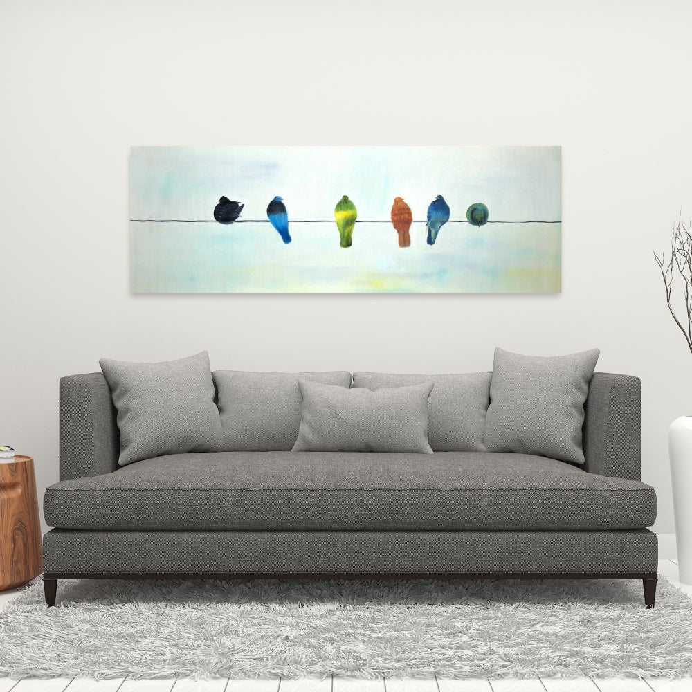 Perched Abstract Birds | Blue Canvas Art | Home Decor