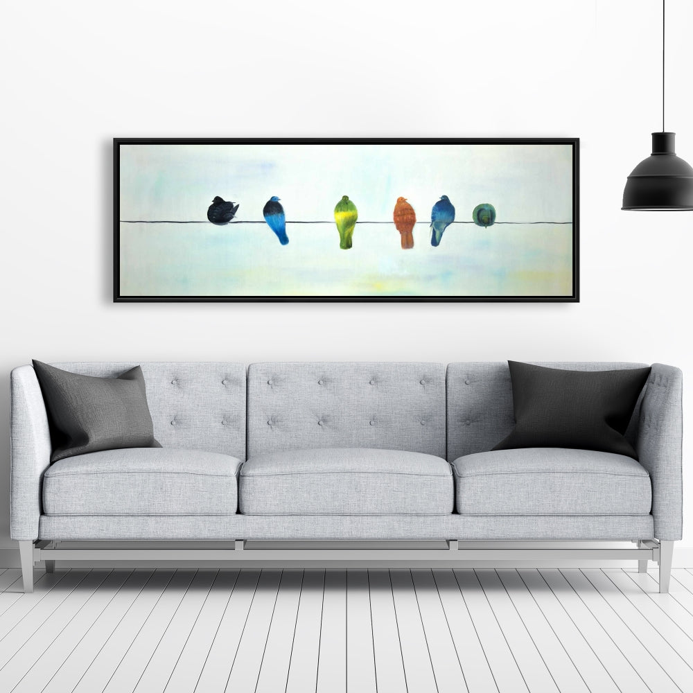 Perched Abstract Birds Framed Canvas | Bird Bedroom Decor