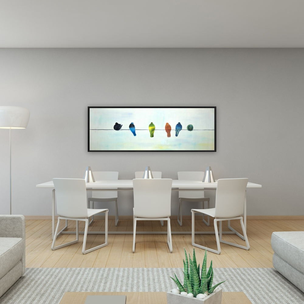 Perched Abstract Birds Framed Canvas | Bird Bedroom Decor