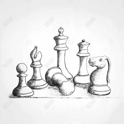 Toile encadrée « Pièces de jeu d'échecs » - Décoration de jeux et de sports blancs